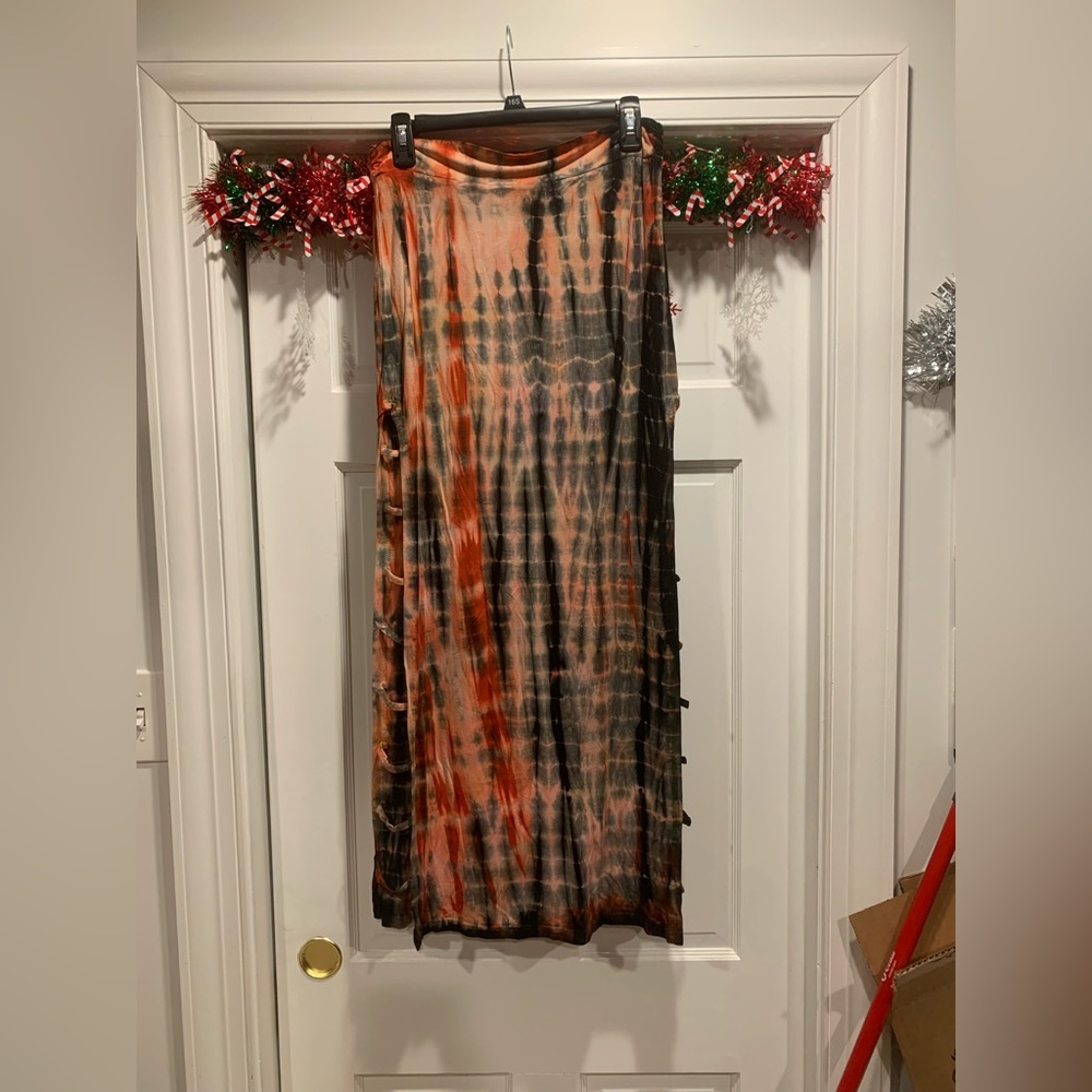 EARTHBOUND Orange and Black Tie-Dye Maxi Skirt